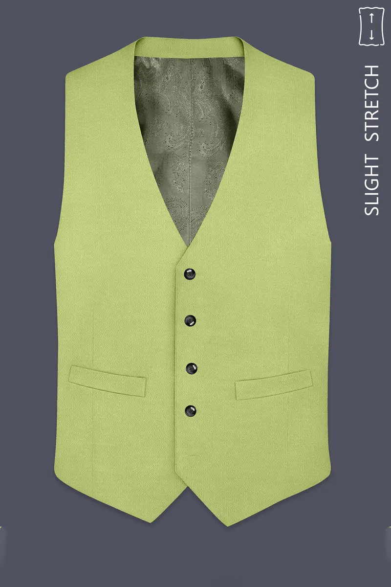 Ochre-Tan Green Wool Rich Slight Stretch Waistcoat 2