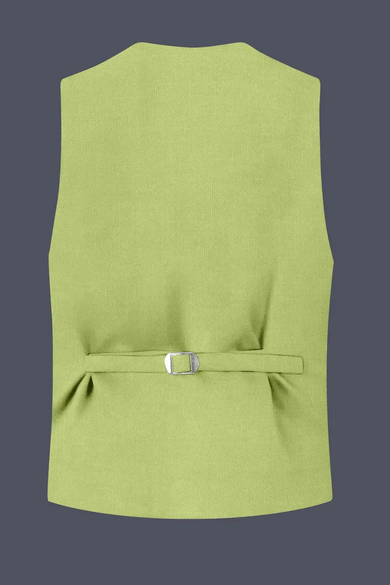 Ochre-Tan Green Wool Rich Slight Stretch Waistcoat 4