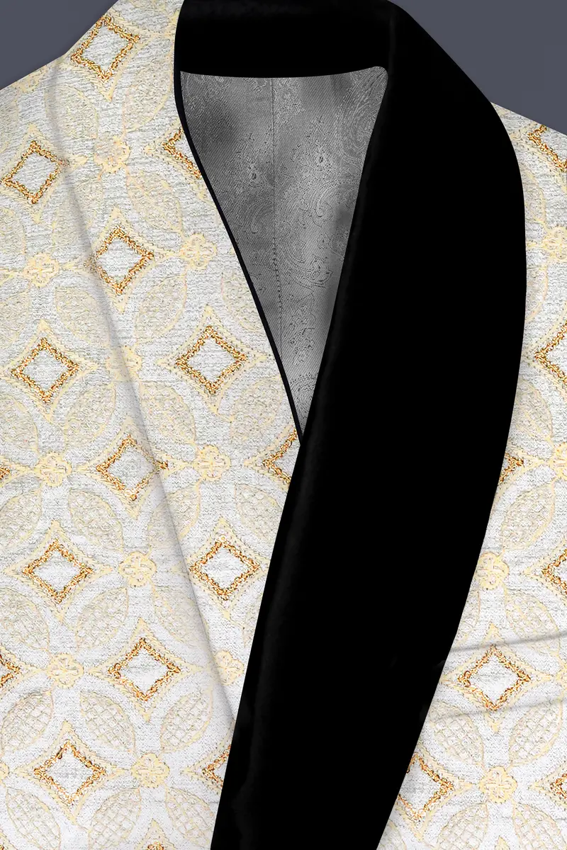 Off White And Sunset Pink Flower Multicolor Sequin And Thread Embroidered Tuxedo Blazer 5