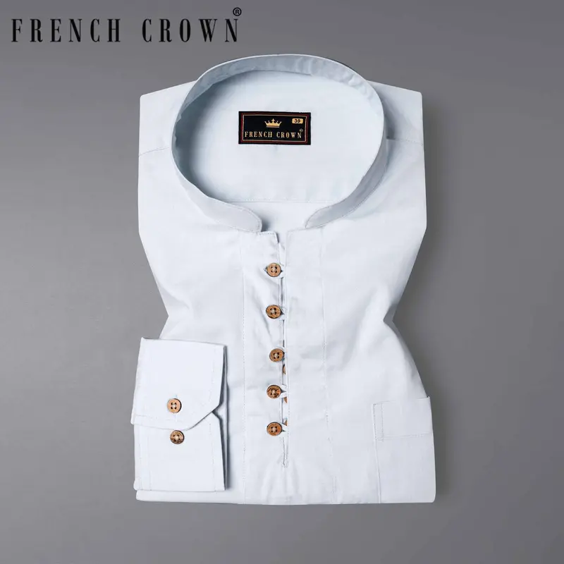 Off White Chambray  Chambray Textured Premium Cotton Shirt 1