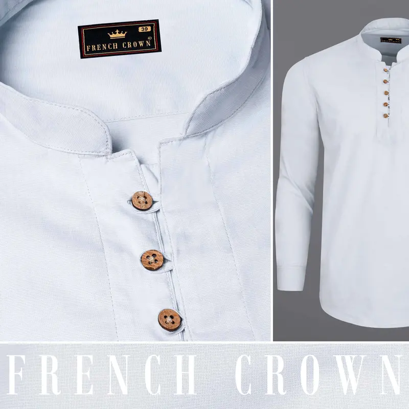 Off White Chambray Chambray Textured Premium Cotton Shirt 10