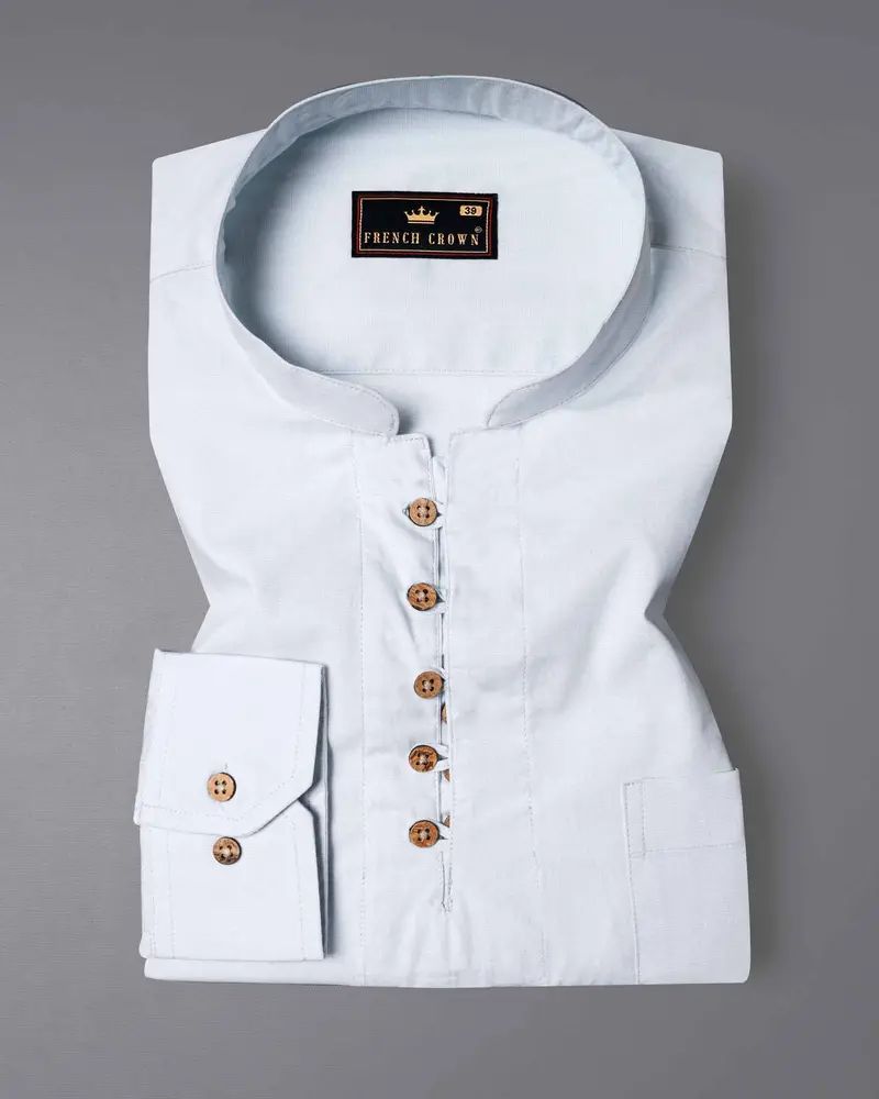 Off White Chambray Chambray Textured Premium Cotton Shirt 2