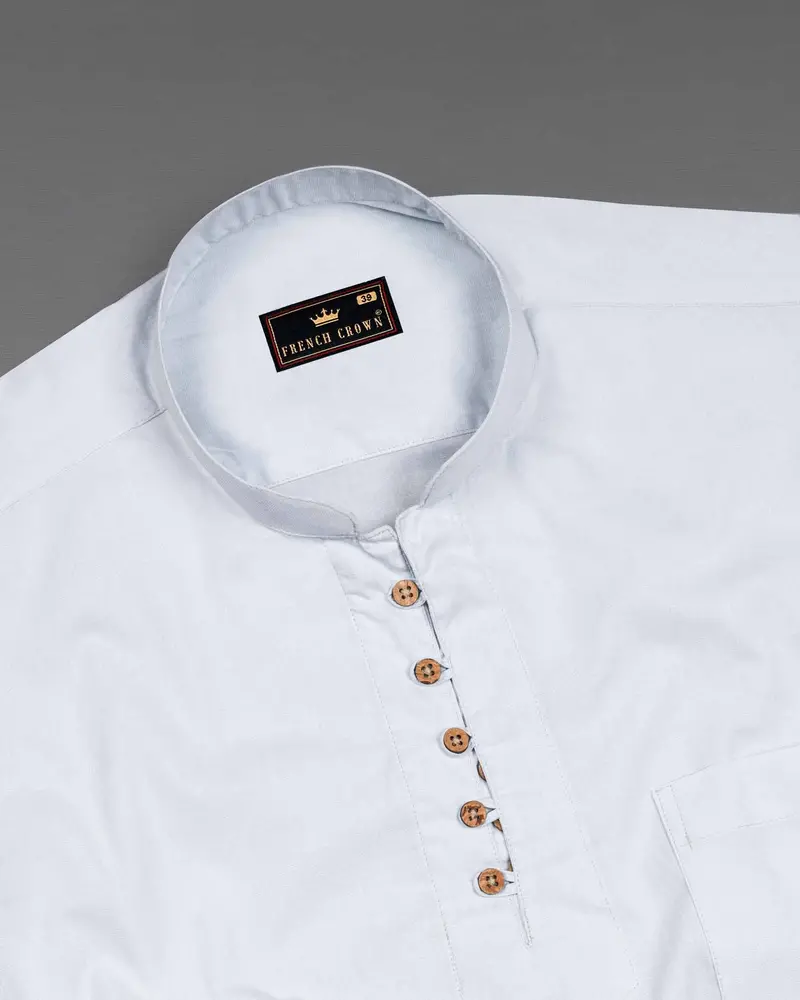 Off White Chambray Chambray Textured Premium Cotton Shirt 5