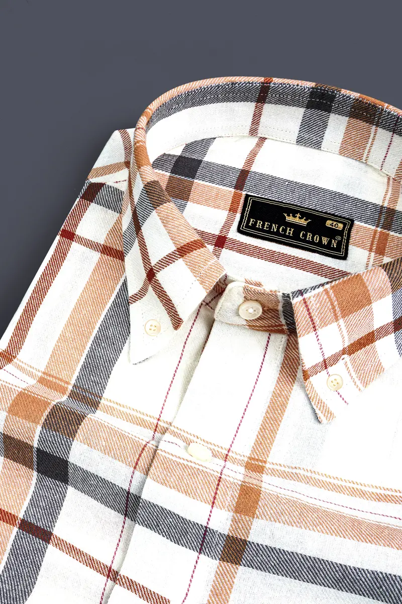 Off White Plaid Premium Tencel Shirt 1