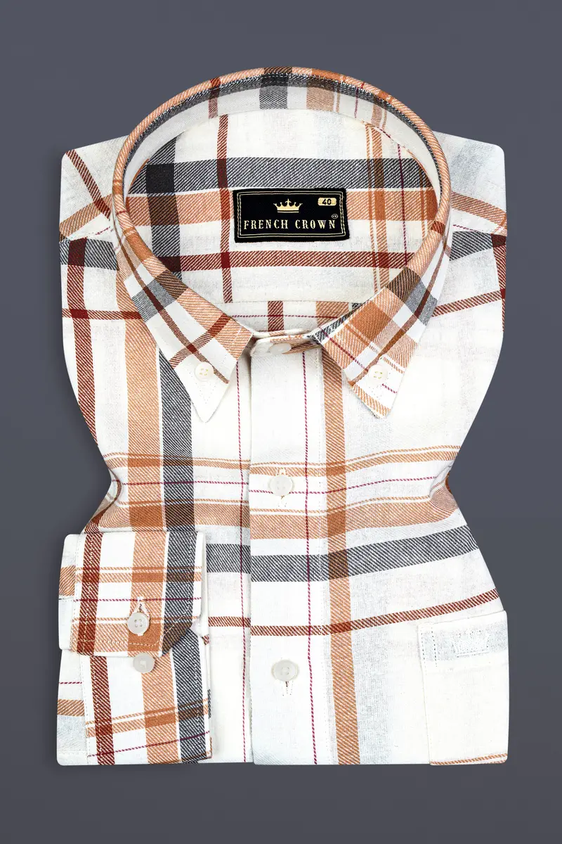 Off White Plaid Premium Tencel Shirt 3