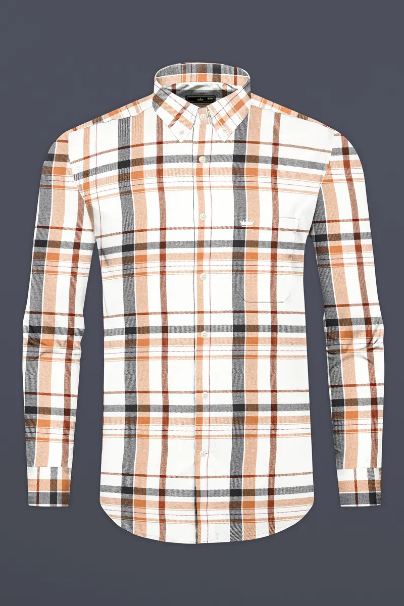 Off White Plaid Premium Tencel Shirt 4