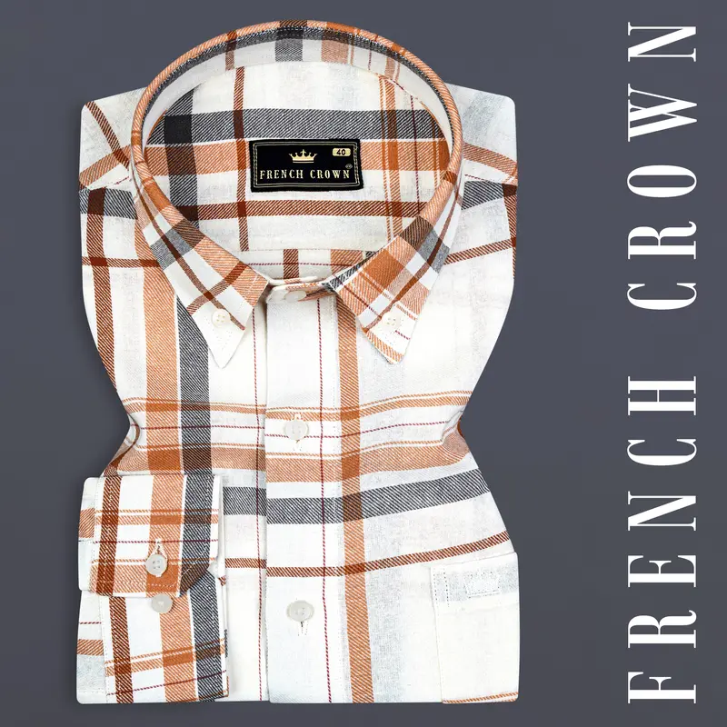 Off White Plaid Premium Tencel Shirt 7