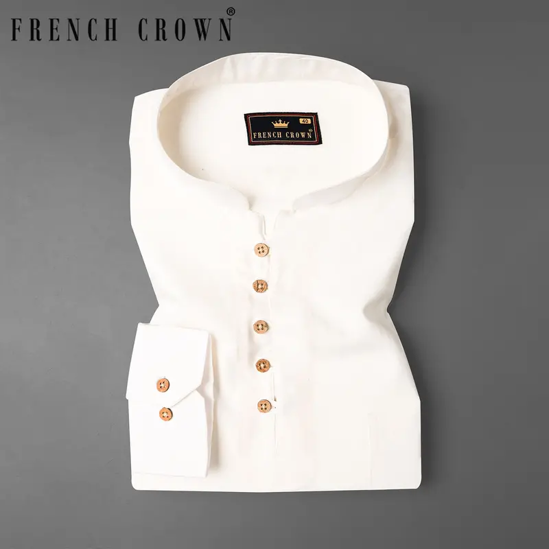 Off White Premium Tencel Kurta Shirt 1