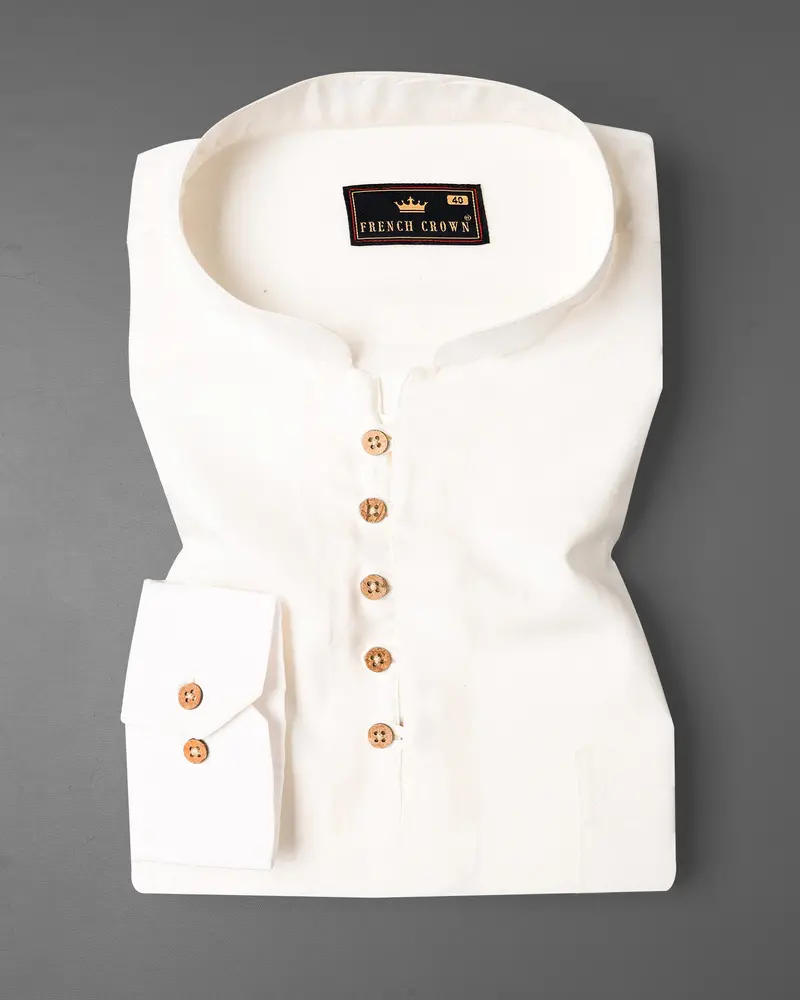 Off White Premium Tencel Kurta Shirt 2