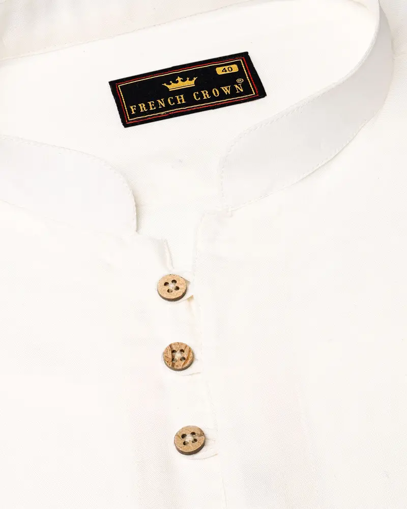 Off White Premium Tencel Kurta Shirt 4