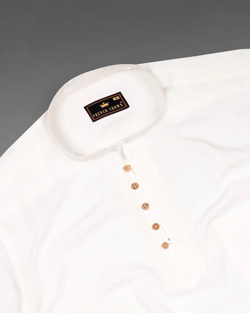 Off White Premium Tencel Kurta Shirt 5