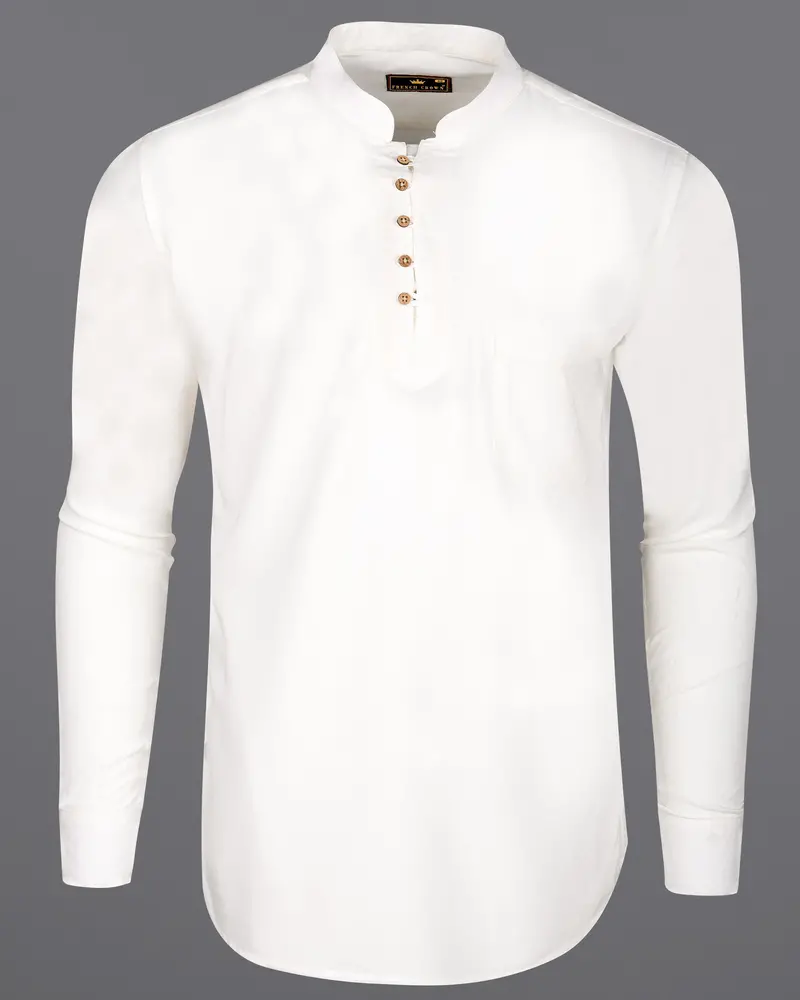 Off White Premium Tencel Kurta Shirt 6