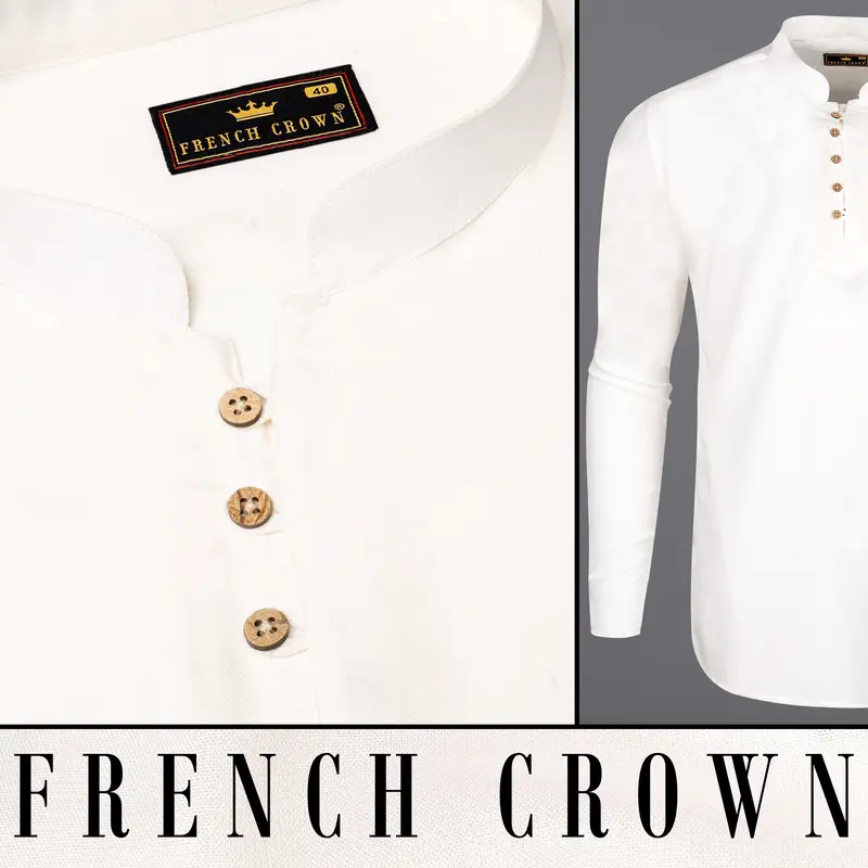 Off White Premium Tencel Kurta Shirt 9