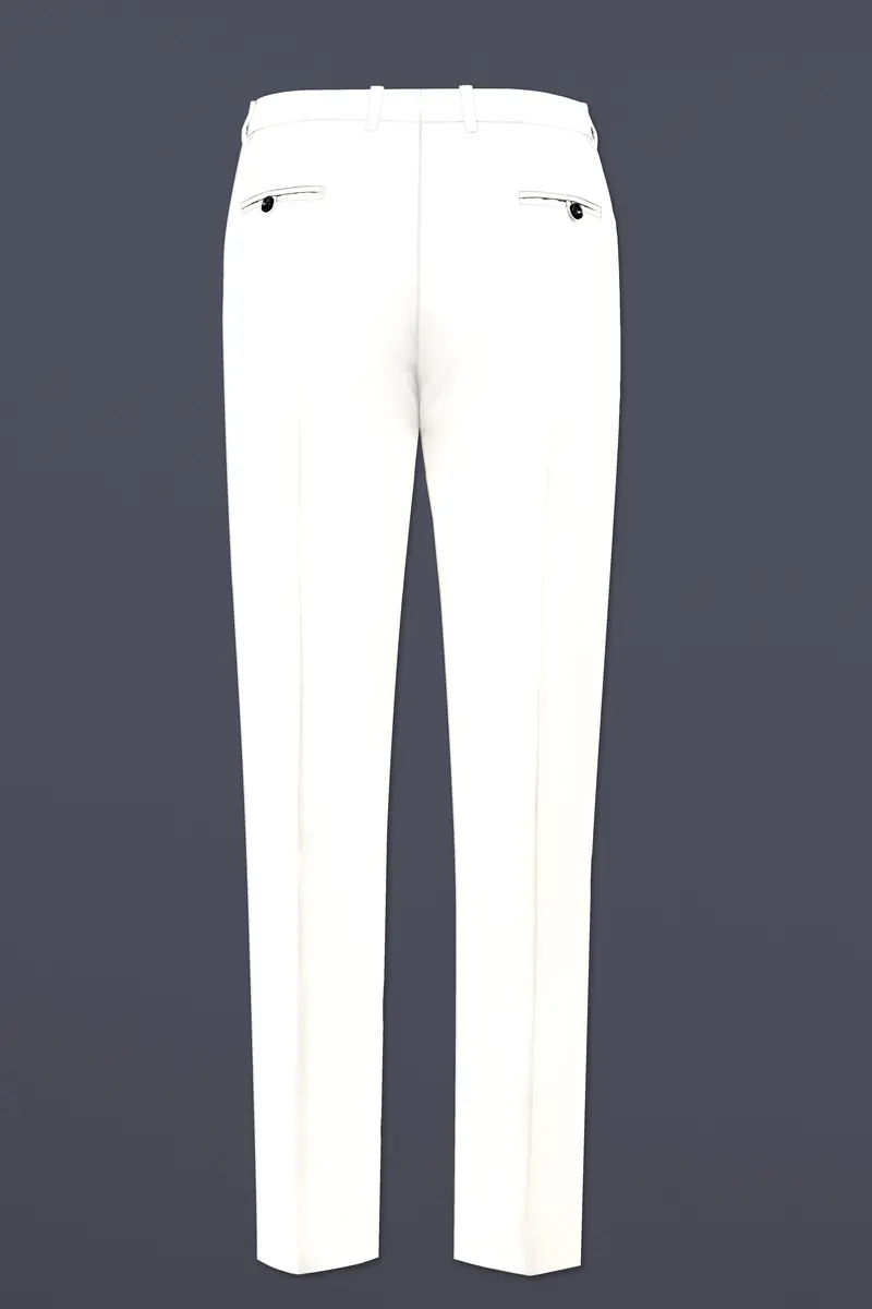 Off White Solid Wool Rich Double Breasted Slight Stretch Suit 14