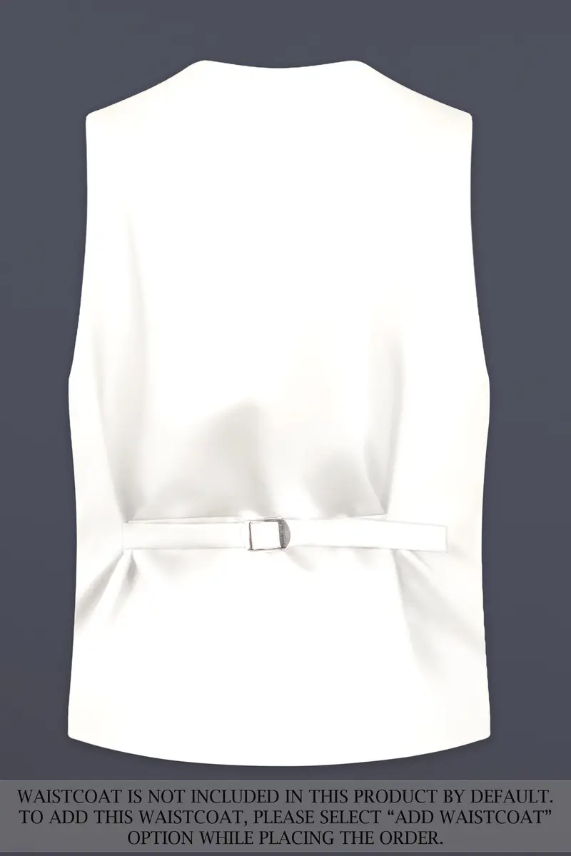 Off White Solid Wool Rich Double Breasted Slight Stretch Suit 17