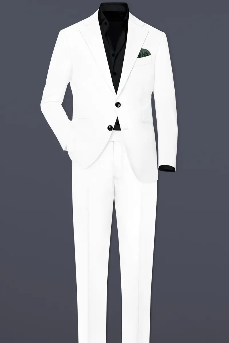 Off White Solid Wool Rich Single Breasted Slight Stretch Blazer 9