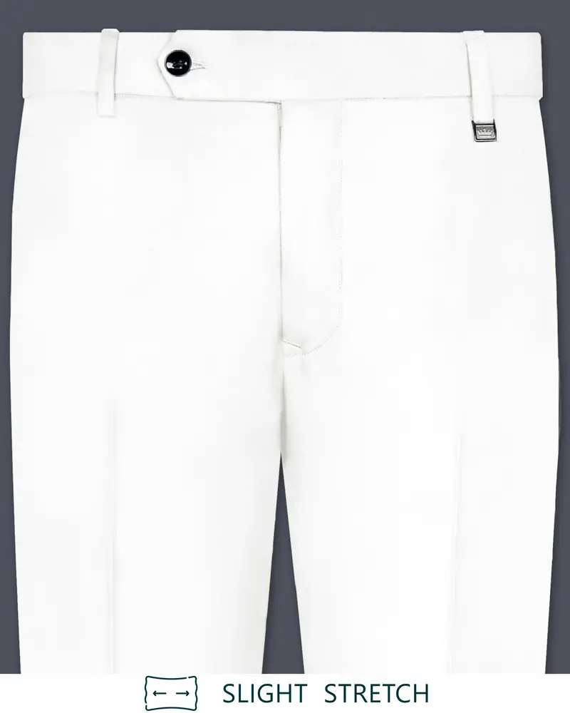 Off White Solid Wool Rich Slight Stretch Waistband Pant 1