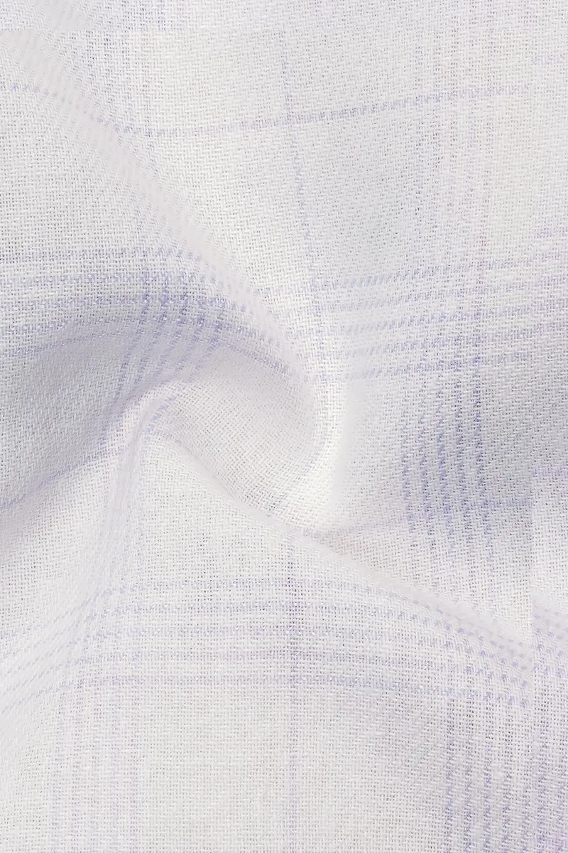 Off White Twill Subtle Checkered Premium Cotton Shirt 3