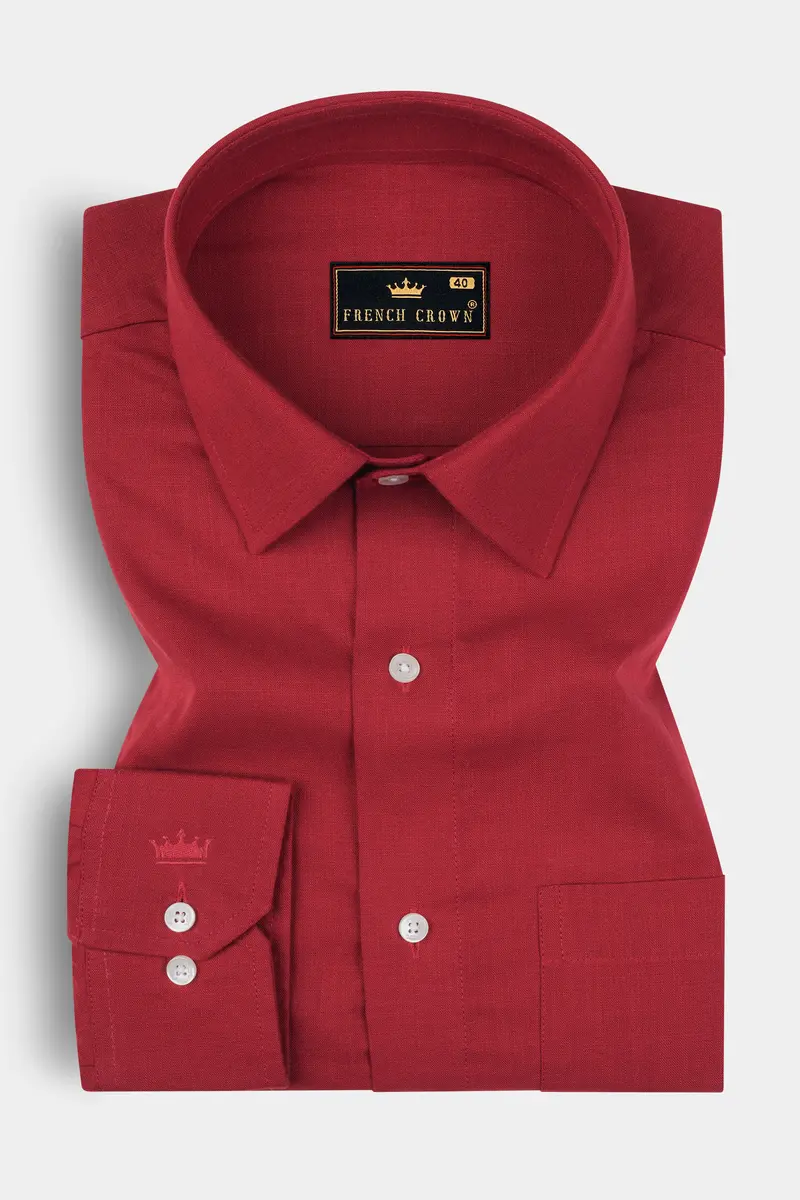 Old Brick Red Heavyweight Luxurious Linen Shirt 3