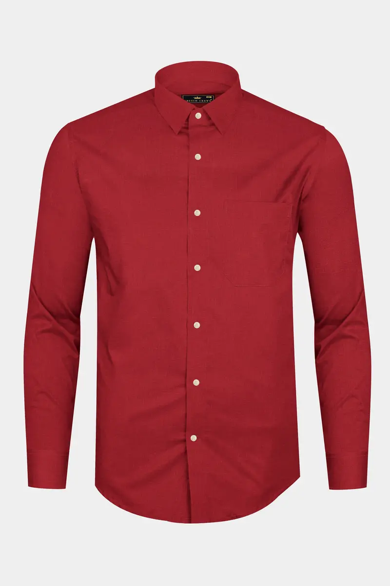 Old Brick Red Heavyweight Luxurious Linen Shirt 4