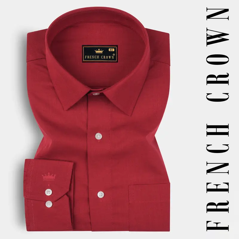 Old Brick Red Heavyweight Luxurious Linen Shirt 7