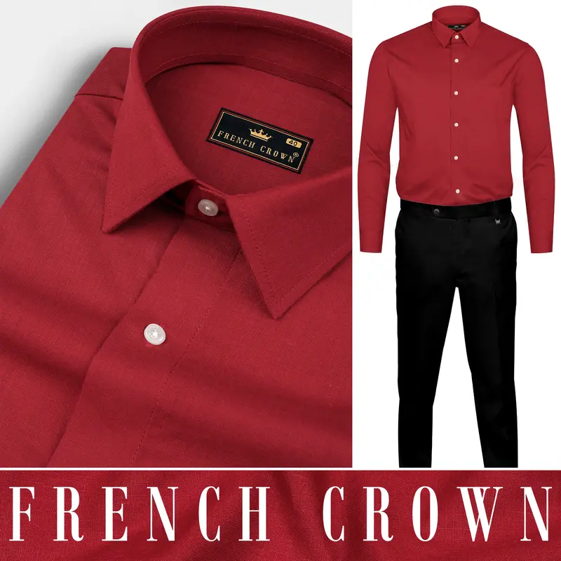 Old Brick Red Heavyweight Luxurious Linen Shirt 8