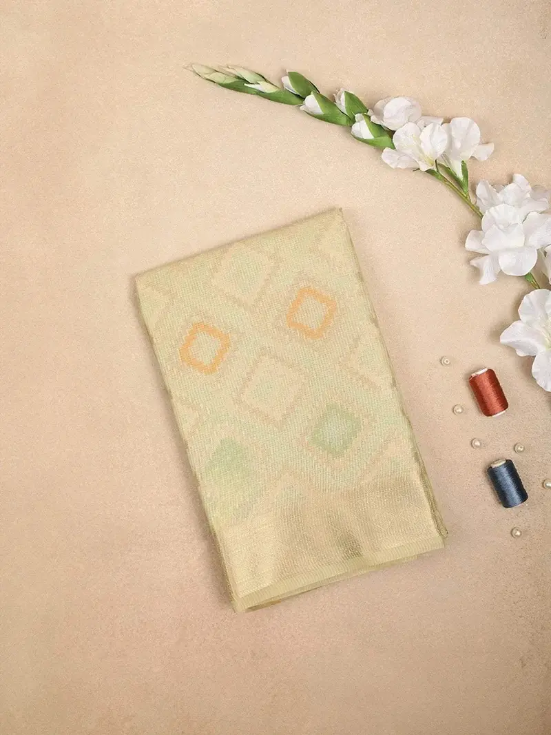 Olive Green  Art Silk Saree With Diamond Design On The Body With Designed Border 1