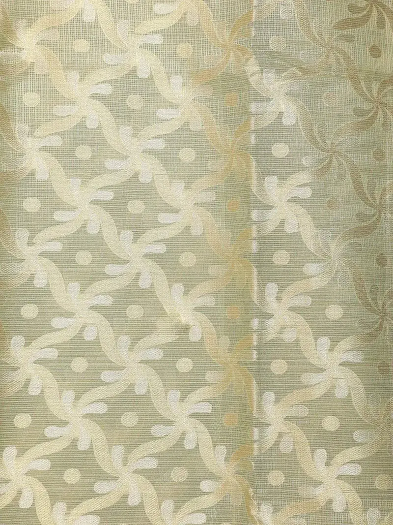Olive Green Art Silk Saree With Floral And Dot Design On The Body With Matching Border 2