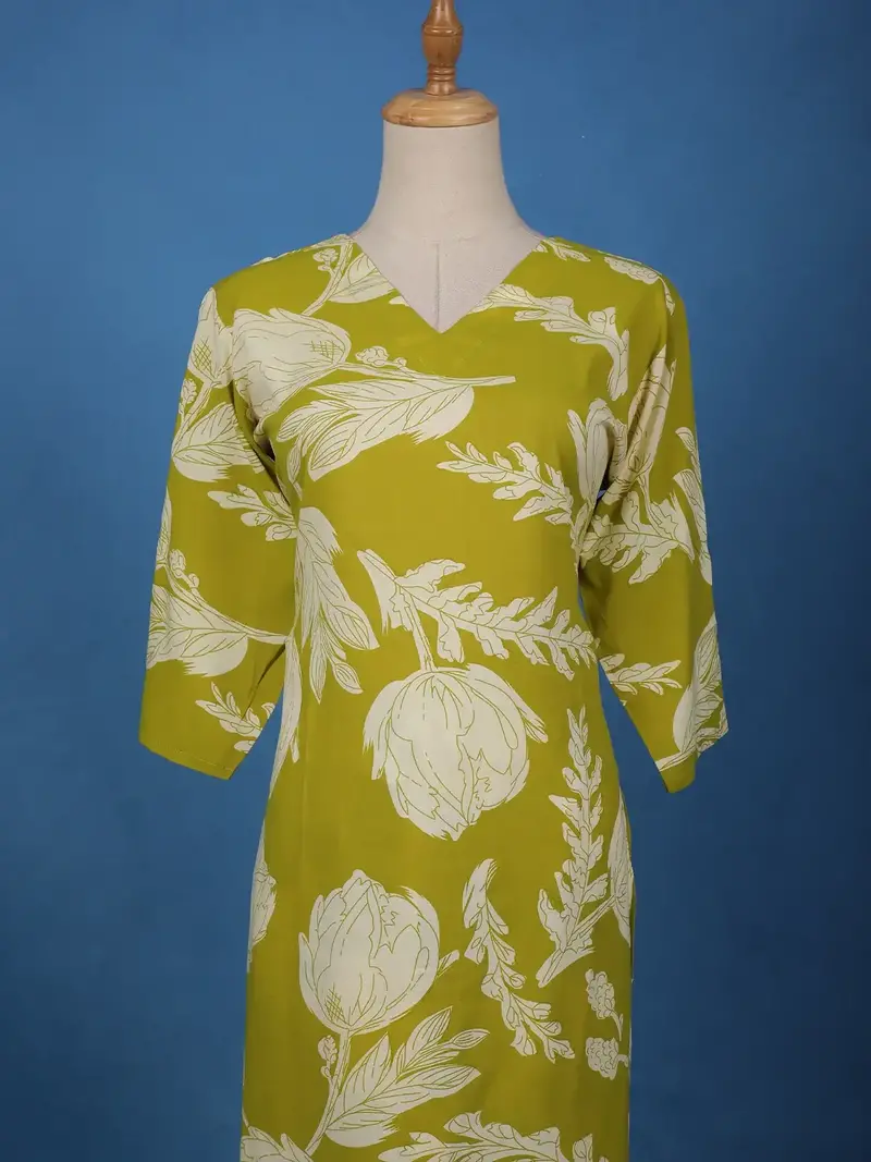 Olive Green Floral Printed Cotton Salwar Suit 2
