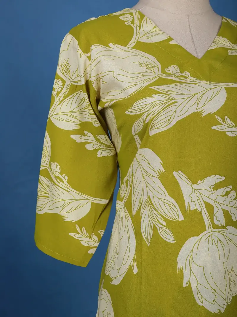 Olive Green Floral Printed Cotton Salwar Suit 5