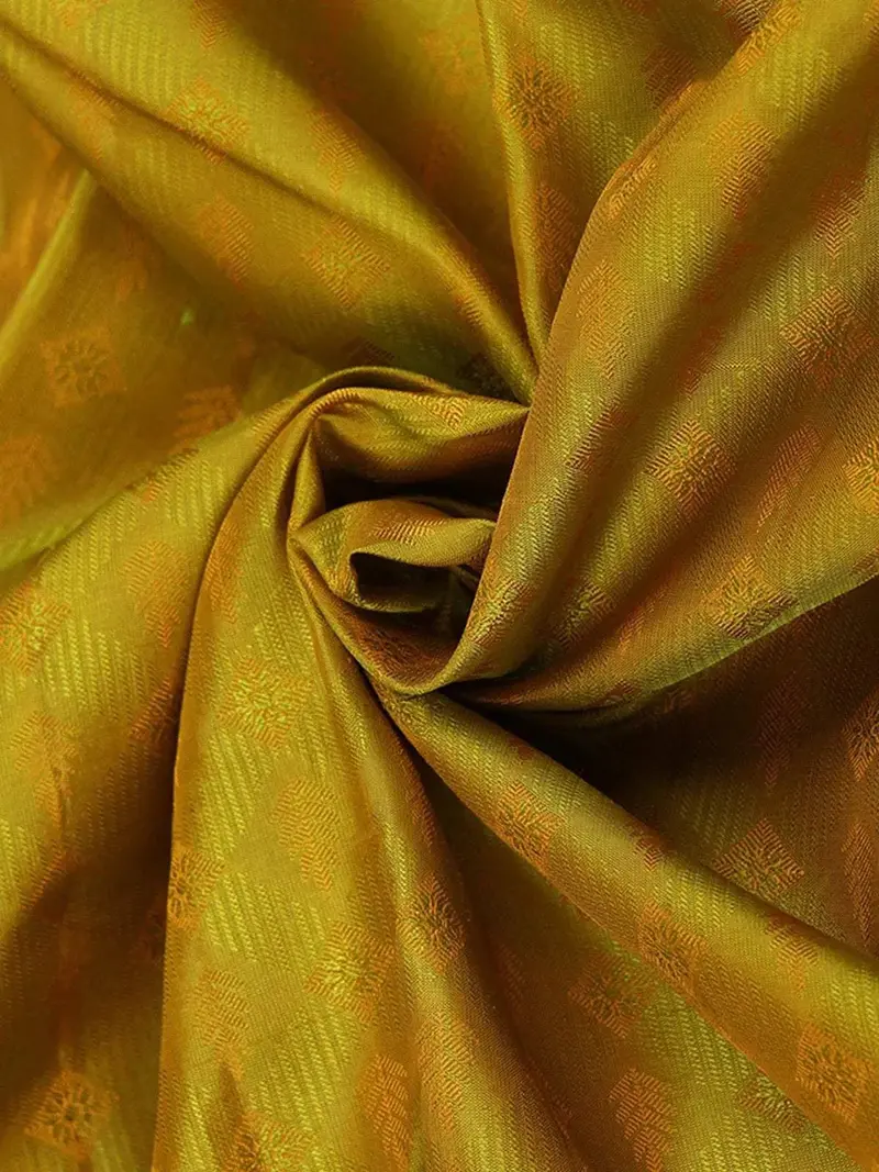 Olive Green Pure Kanchipuram Silk Saree With Diamond And Floral Design On The Body With Zari Border 2
