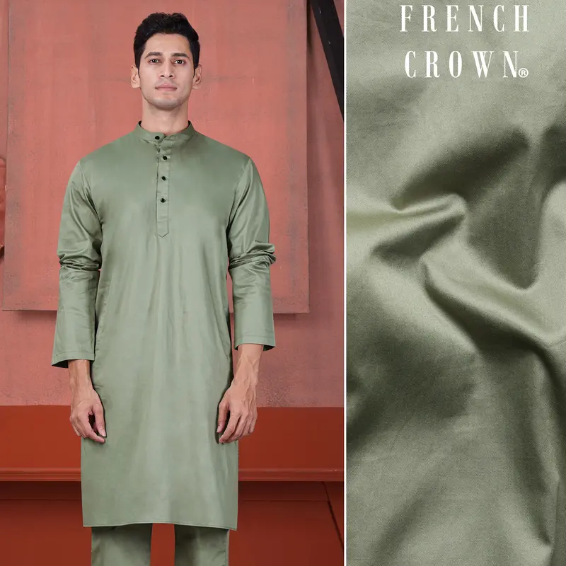 Olive Green Subtle Sheen Super Soft Premium Cotton Kurta 1