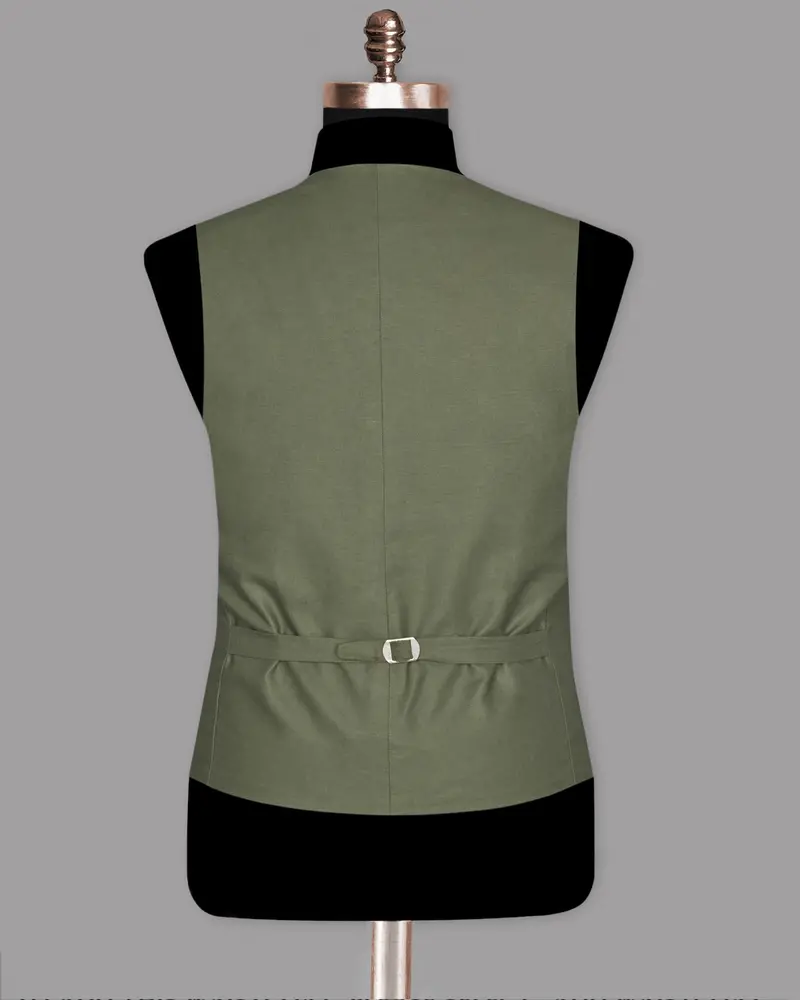 Olive Luxurious Linen Waistcoat 5