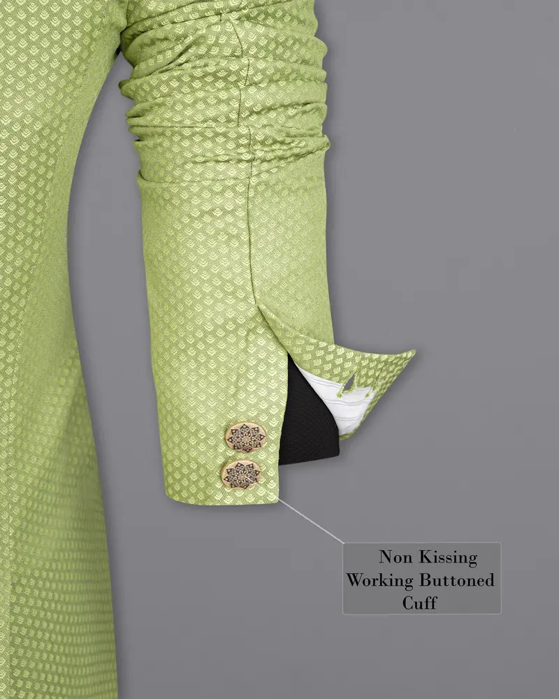 Olivine Green Cross Placket Bandhgala Designer Blazer 10