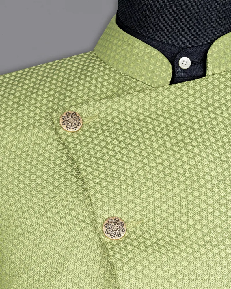 Olivine Green Cross Placket Bandhgala Designer Blazer 4
