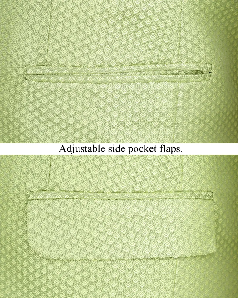 Olivine Green Cross Placket Bandhgala Designer Blazer 5