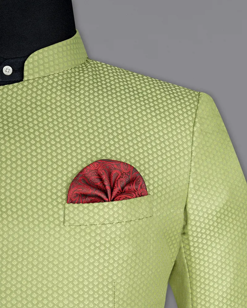 Olivine Green Cross Placket Bandhgala Designer Blazer 6