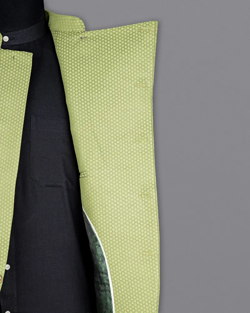 Olivine Green Cross Placket Bandhgala Designer Blazer 7