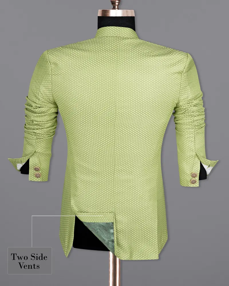 Olivine Green Cross Placket Bandhgala Designer Blazer 9
