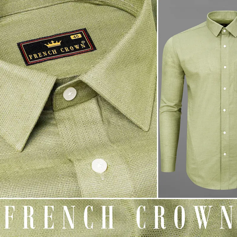 Olivine Green Dobby Textured Premium Giza Cotton Shirt 10