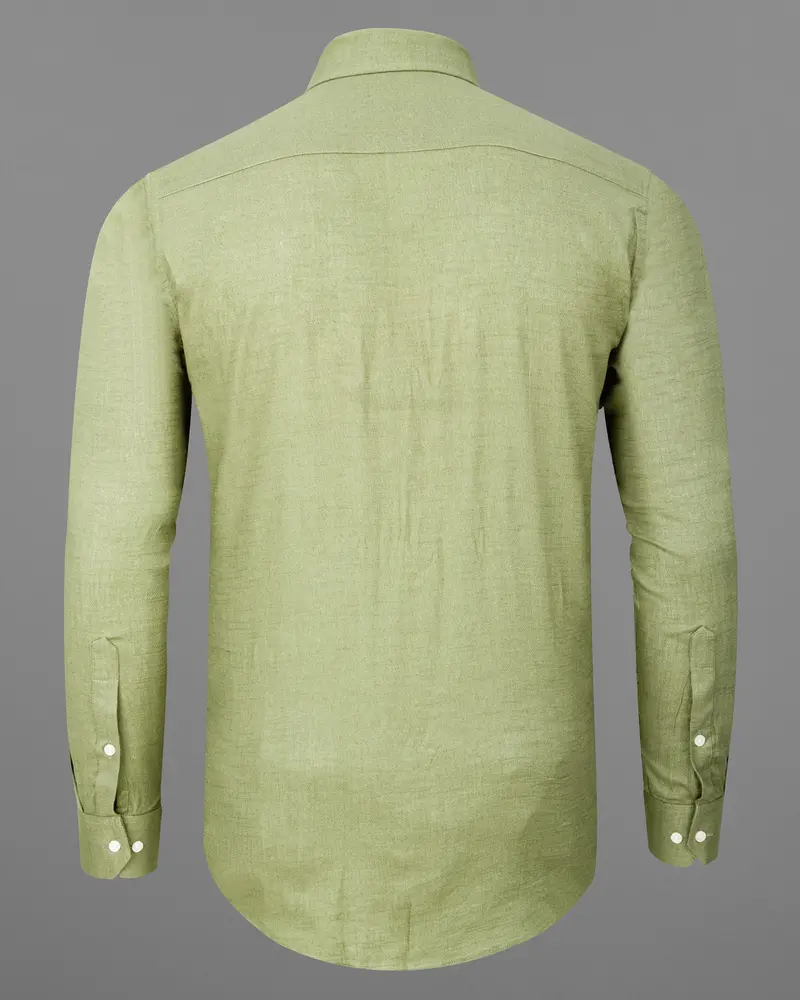 Olivine Green Dobby Textured Premium Giza Cotton Shirt 6