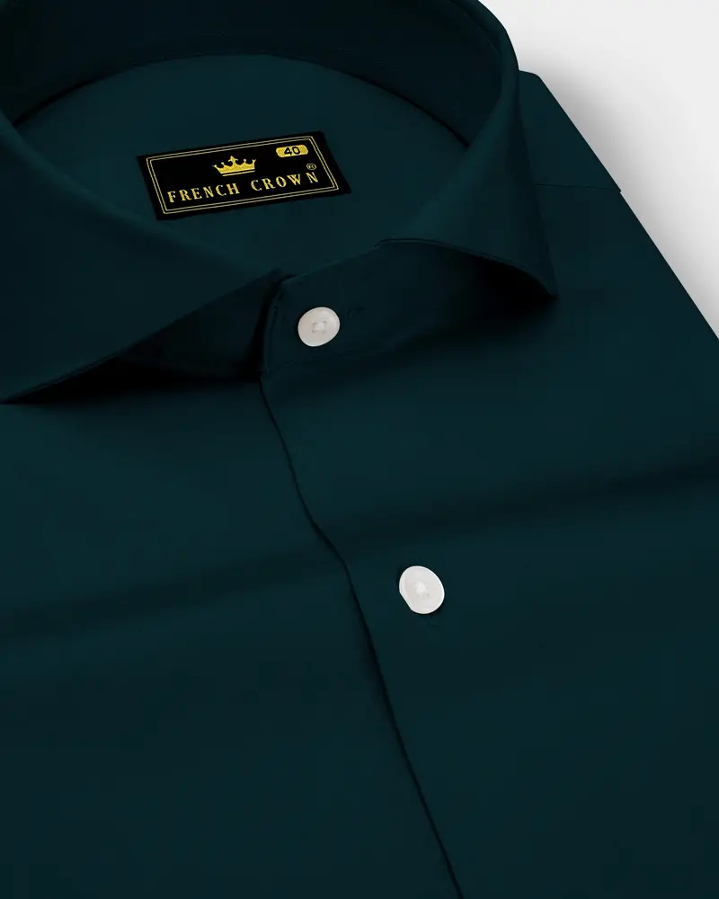 Olvoro Burnham Green Subtle Sheen Super Soft Premium Cotton Cut Away Collar Dress Shirt 1