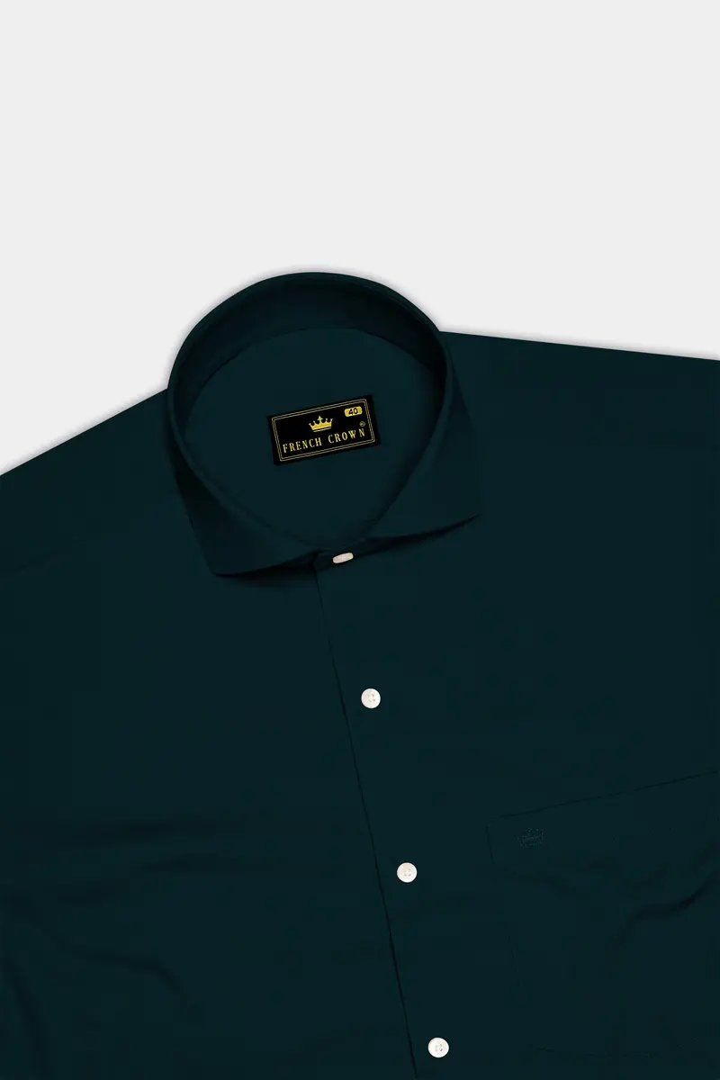 Olvoro Burnham Green Subtle Sheen Super Soft Premium Cotton Cut Away Collar Dress Shirt 5