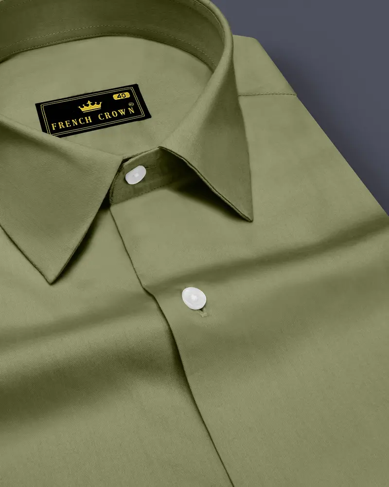 Olvoro-Flex Smoke Green Subtle Sheen Super Soft Premium Cotton Dress Shirt 1