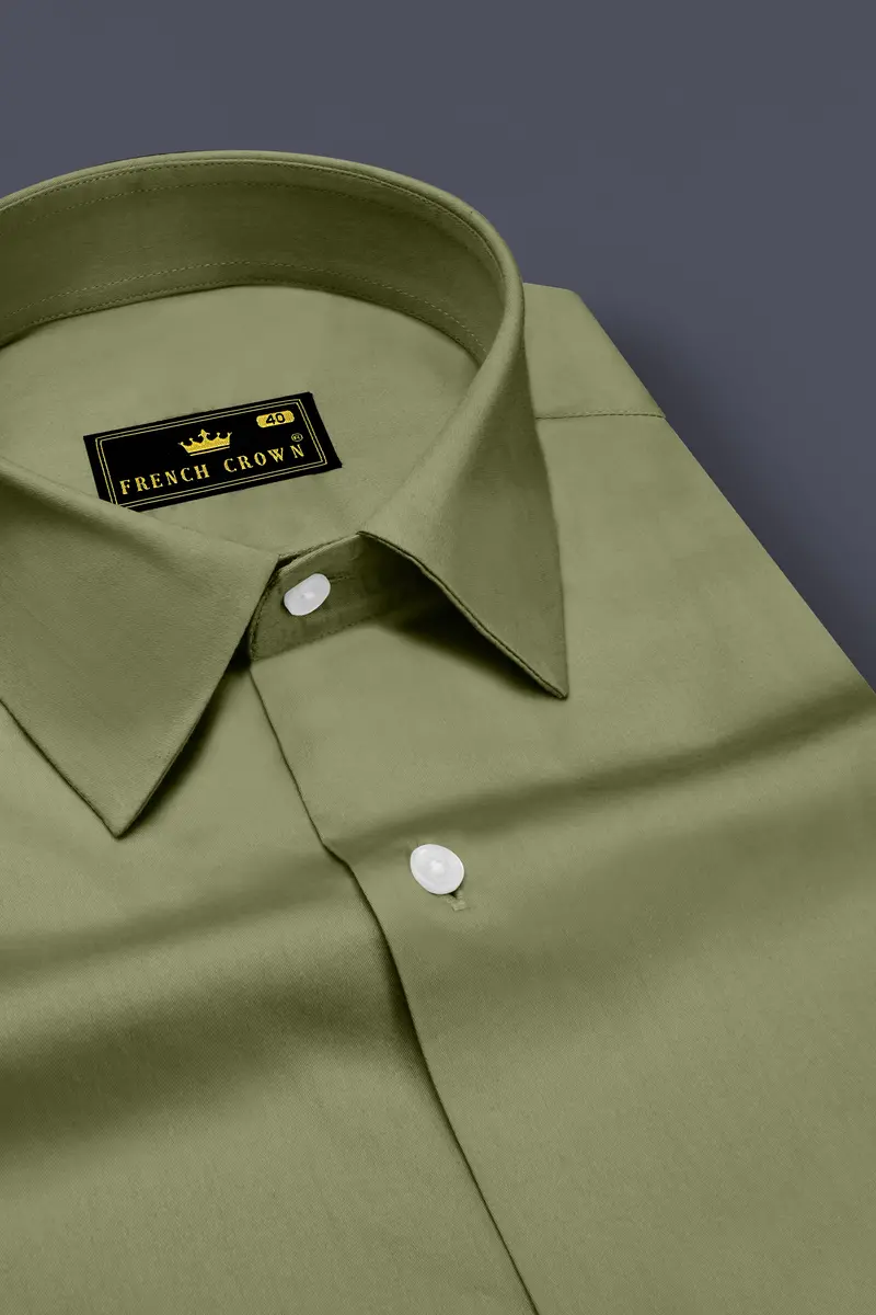 Olvoro-Flex Smoke Green Subtle Sheen Super Soft Premium Cotton Dress Shirt 2