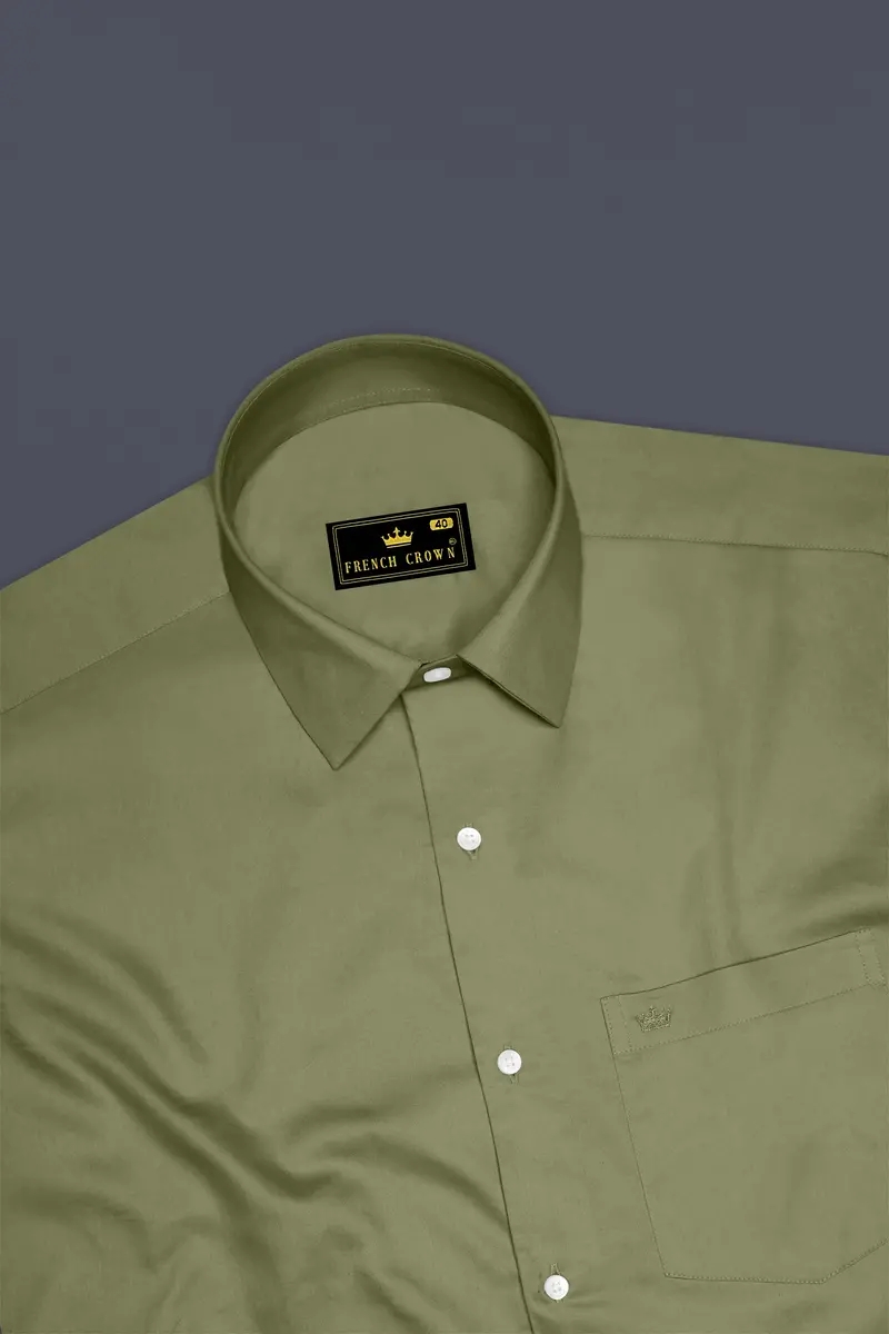 Olvoro-Flex Smoke Green Subtle Sheen Super Soft Premium Cotton Dress Shirt 5