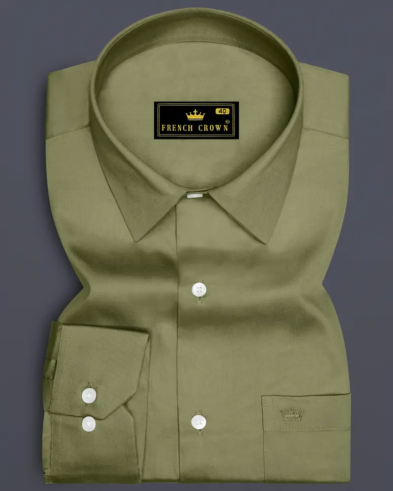 Olvoro-Flex Smoke Green Subtle Sheen Super Soft Premium Cotton Dress Shirt 6