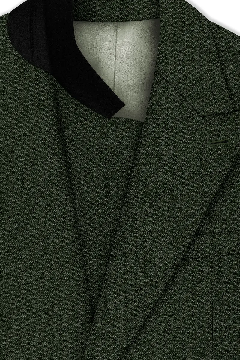 Olvoro-Rifle Green Textured Tweed Double Breasted Blazer 4