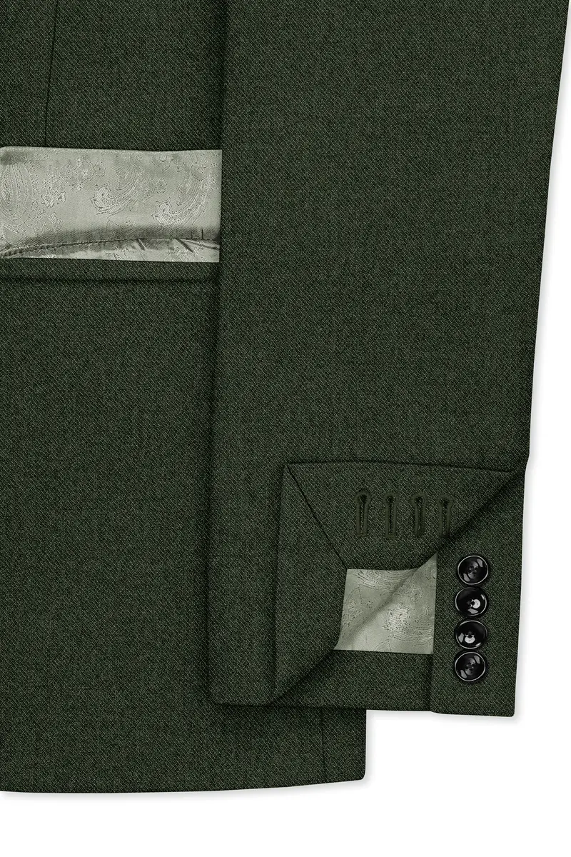 Olvoro-Rifle Green Textured Tweed Double Breasted Blazer 6