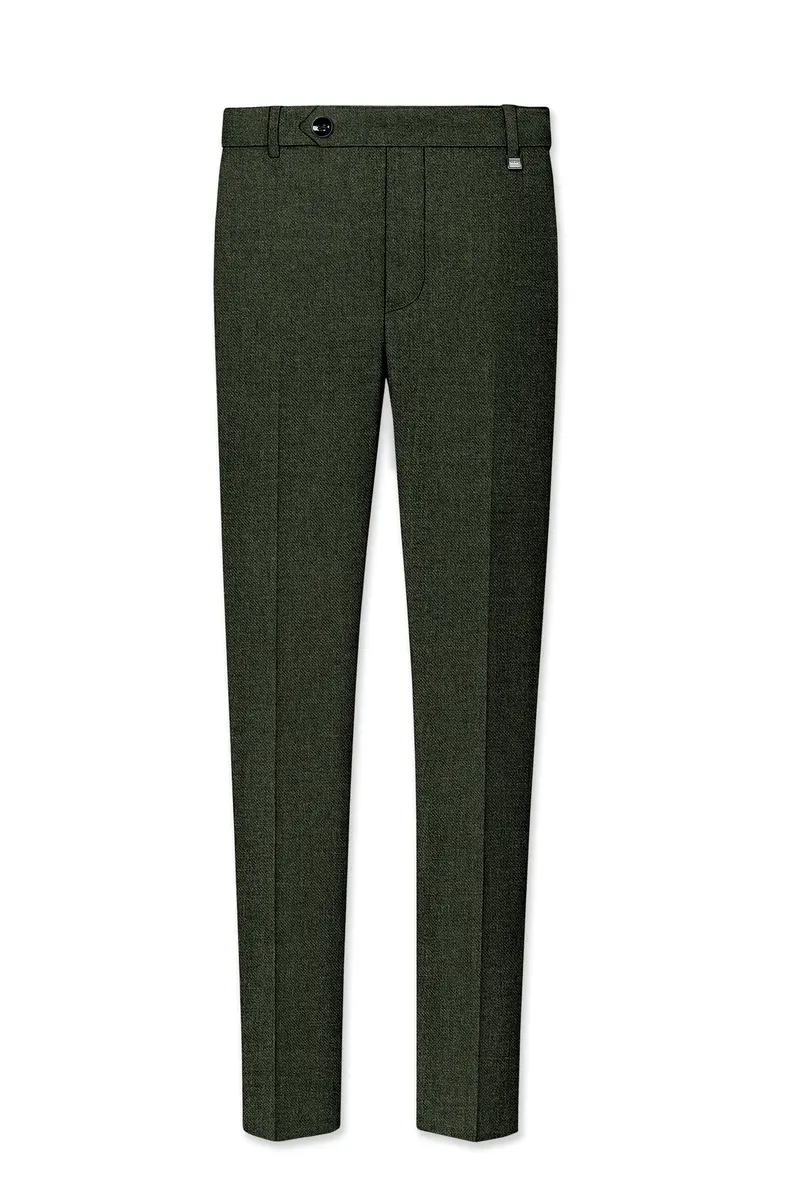Olvoro-Rifle Green Textured Tweed Double Breasted Suit 13